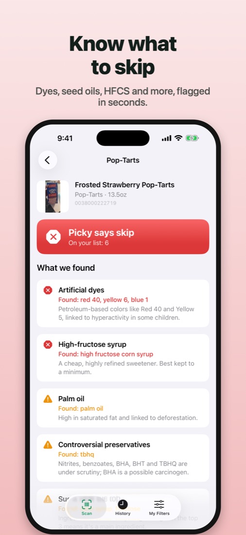 Picky result screen for Pop-Tarts: Picky says skip